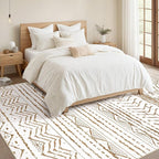 Nakagishi 6x9 Area Rugs Living Room: Washable Boho Large Neutral Soft Farmhouse Rug Stain Resistant Modern Indoor Floor Non-Slip Carpet for Bedroom Nursery Playroom Office Dining Dorm- White Brown