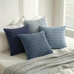 Fancy Homi 4 Packs Decorative Throw Pillow Covers for Living Room Couch Bed, Modern Farmhouse Boho Home Décor Accent Cushion Case, 24" x 24", Blue Series
