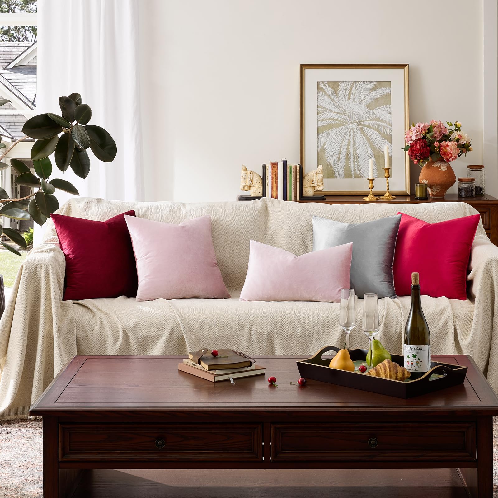 GIGIZAZA Sweet Lilac Velvet Throw Pillow Covers 18x18 Pack of 2