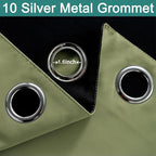 Yakamok 100% Blackout Window Curtain Panels, Heat and Full Light Blocking Drapes with Black Liner for Nursery,Thermal Insulated Draperies (Sage, 2 Pieces, 70Wx84L)