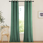 NICETOWN Linen Curtains 96 inches Long for Living Room, Grommet Semi Sheer Drapes Linen Weave Window Treatments Privacy Added with Light Filtering for Bedroom, Olive Green, W34 x L96, 2 Panels