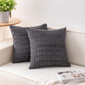 Pack of 2 Corduroy Decorative Throw Pillow Covers 24x24 Inch, Dark Grey