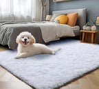 ONASAR White Rugs for Bedroom, 3x5 Fluffy Shaggy Bedside Area Rug, Soft Plush Shag Small Floor Carpet for Preppy Dorm Nursery Living Room Teen Kids Girls Boys Baby Toddler Indoor Home Decor