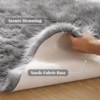 ORINOVA Silver Grey Shag Faux Sheepskin Fuzzy Fur Rugs for Bedroom Circle Plush Washable Furry Fur Area Rugs for Living Room Nursery 4ft X 4ft Rug