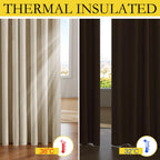 NICETOWN Cream 100% Blackout Linen Curtains 63 inch Long Burg for Kitchen, 1 Pair, 62" Width Each Panel, Farmhouse Thick Completely Blackout Window Treatment Thermal Insulated Drapes