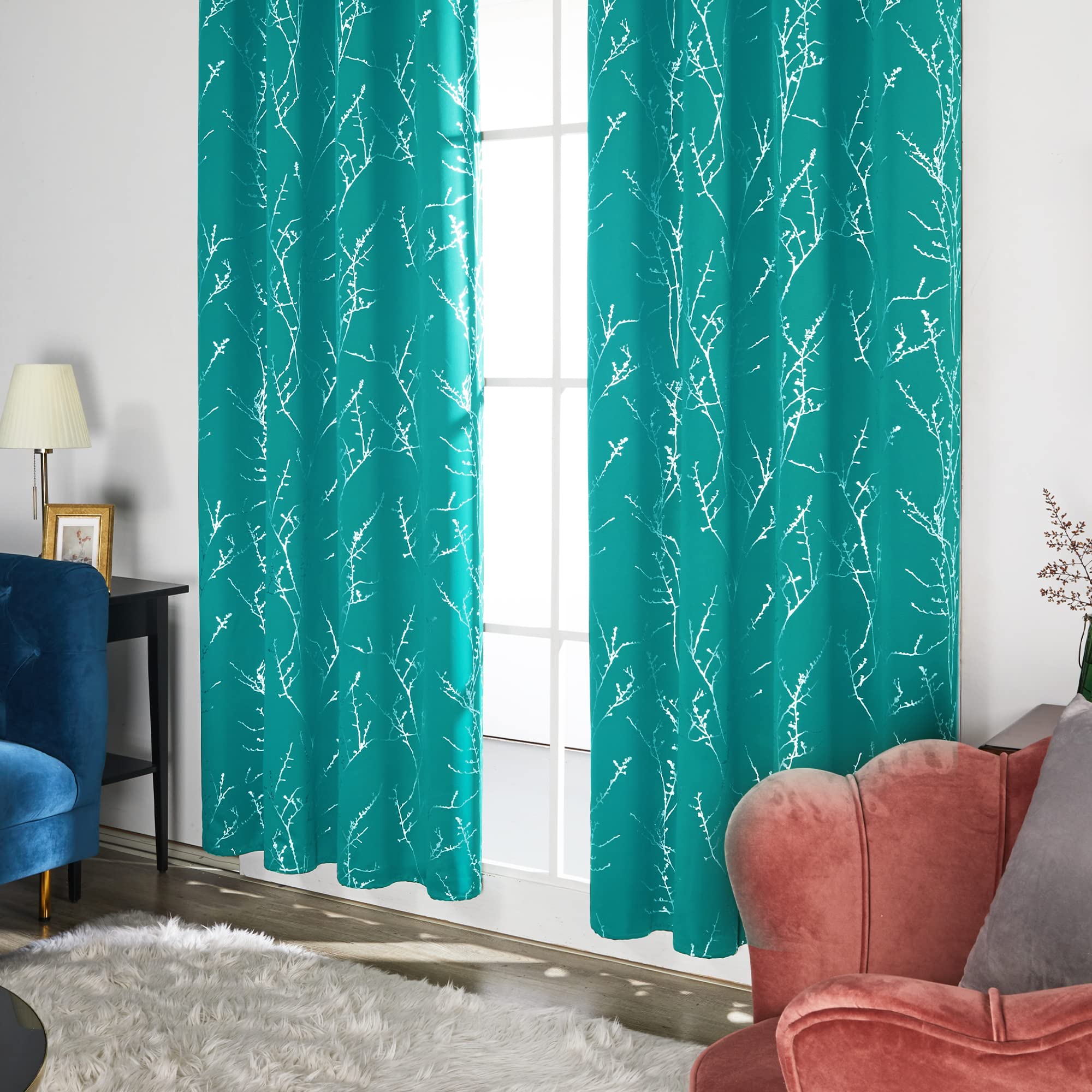 Deconovo Living Room Curtains 63 Inches Long, Blackout Curtains for Bedroom