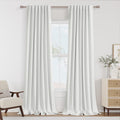 Guken White 100% Blackout Linen Curtains 52 Inch Wide by 106 Inch for Living Room Bedroom Back Tab/Rod Pocket Thermal Insulated Black Out Linen 2 Drapes Room Darkening Window Curtains