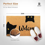 Welcome Cats - 17"x29" - Coir Door Mat with Heavy Duty Backing - Welcome Mats for Entryway, Porch - Anti-Slip PVC & Coconut Fiber Surface - Natural Home Accessories, Minimalist Original Design