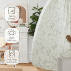 jinchan Floral Curtains 108 Inch Length Sage Green Flower Linen Farmhouse Curtain for Living Room French Country Vintage Curtain Rod Pocket Curtains Set 2 Panels Floral Printed