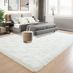 Tepook Fluffy Large Rugs for Living Room, Shag Area Rug 6x9 Soft Carpet for Bedroom, Modern Shaggy Rug for Kids Boys Girls, Plush Indoor Nursery Home Decor Rug with Non-Slip Bottom, Cream White