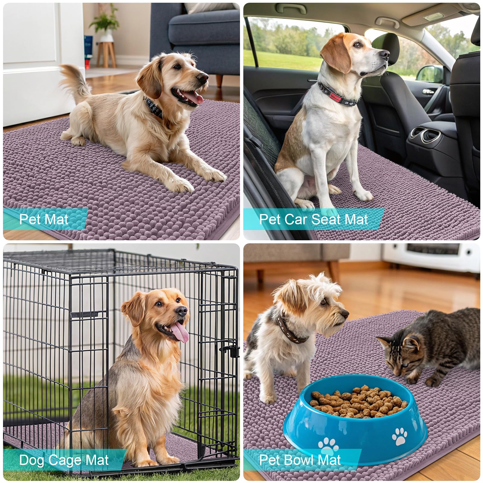 OLANLY Dog Door Mat for Muddy Paws 34x21, Super Absorbent Chenille Mud Mat
