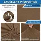 XINEAGE New 4 Pieces Couch Covers for 3 Cushion Couch Super Stretch Thick Soft Sofa Cover Anti Slip Sofa Slipcover Dogs Cats Furniture Protector (Brown, 71"-91")