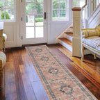 Hallway Washable Runner Rug - 2x10 Kitchen Rugs Entryway Rug Runner Vintage Soft Floor Mat Non Slip Indoor Farmhouse Carpet for Bathroom Living Room Bedroom (2 X 10, Orange)