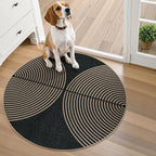Lahome Enfys Modern Rainbow Round Washable Rug, 3ft Circular Indoor Outdoor Entryway Patio Rug, Farmhouse Non Slip Non Shedding Small Round Carpet for Bedroom Porch Living Room Decor