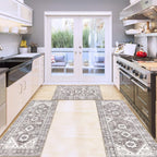 HEBE Boho Kitchen Rugs Set of 3, Non Slip Washable Kitchen Mats for Floor
