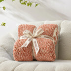 Snuggle Sac Orange Fall Blanket Twin Size, Oversized Soft Warm Cozy Knit Bedding Blanket, Luxurious Microfiber Blankets for Bed, Orange, 60x80 inches