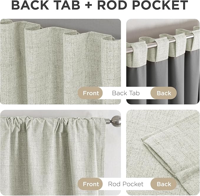 Joydeco Linen Blackout Curtains for Bedroom - 100% Light Blocking 1 Panels, Light Beige Drapes 100" W x 96" L, Thermal Insulated Room Darkening Curtains for Living Room, Rod Pocket & Back Tabs