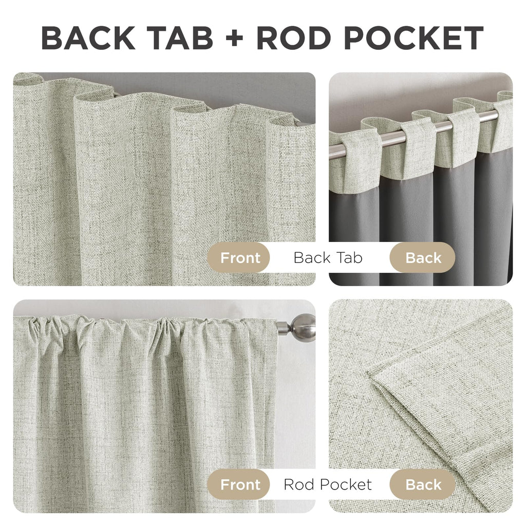 Joydeco Linen Blackout Curtains for Bedroom - 100% Light Blocking 1 Panels, Light Beige Drapes 100" W x 90" L, Thermal Insulated Room Darkening Curtains for Living Room, Rod Pocket & Back Tabs