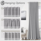 Guken Grey 100% Blackout Curtains 63 Inch Length 2 Panels Set for Living Room Bedroom Back Tab Thermal Insulated Black Out Linen Drapes Room Darkening Window Curtains 63 Inches Long