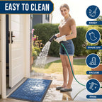 Smiry Front Door Mat Outside Entrance, Low Profile Rubber Doormat, 47x23