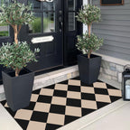 Othilic Front Door Mat Indoor Entrance - 2x4.3 Ft Black Tan Checkered Rug