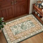GarveeHome Terracotta Olive Sage Green Washable 6x9 Area Rugs, Botanical Grove Vintage Cottagecore Non-Slip Rug for Living Room Bedroom Nursery Kitchen Low-Pile Retro Large Carpet