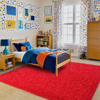 Pionblank Large Rug for Living Room 6x9 Feet, Modern Soft Shag Area Rug, Plush Fuzzy Carpet for Bedroom Girls Boys Room Home Nursery Teens Dorm Decor, Red