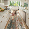 RELEANY Washable Runner 3'x12' Abstract Area Rug for Hallway Rustic Brown