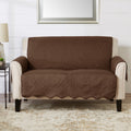 Great Bay Home Reversible Loveseat Cover - Washable Slipcover Furniture Protector with Elastic Straps - Perfect for Kids & Pets - Quilted & Stitched Detail (Chocolate/Taupe)