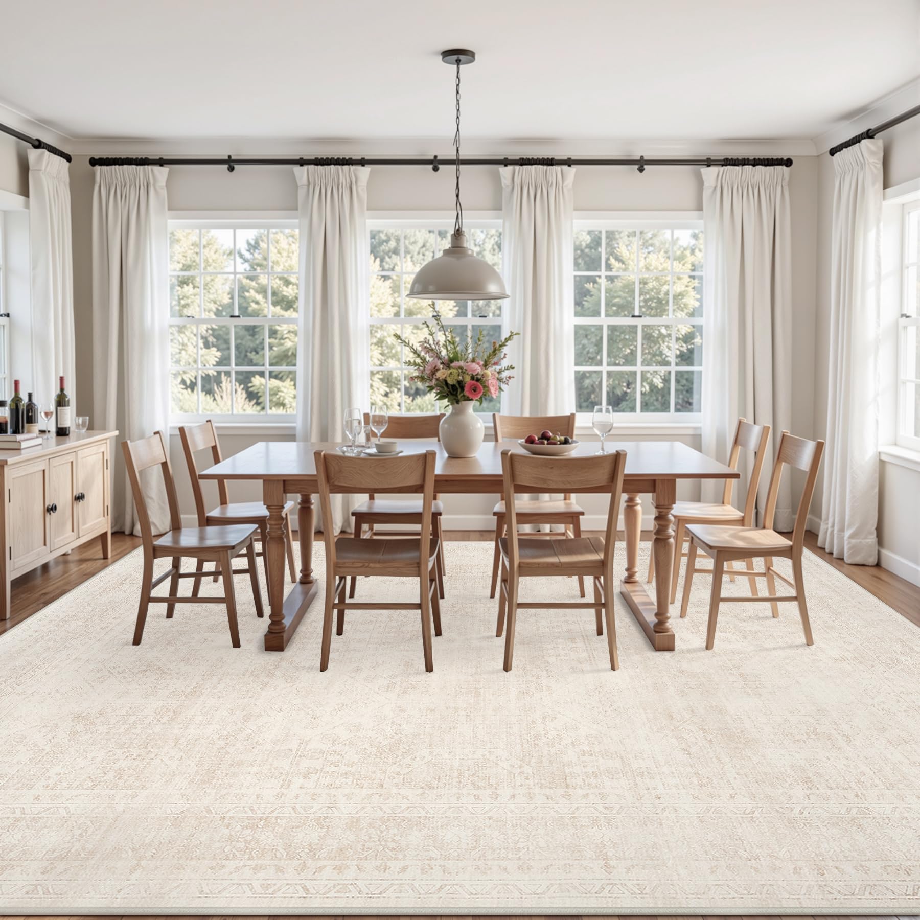 Luxturiy 5x7 Area Rugs Living Room: Bedroom Neutral Washable Carpet Beige