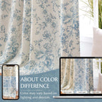 jinchan Floral Linen Blackout Curtains for Bedroom 63 Inches Long