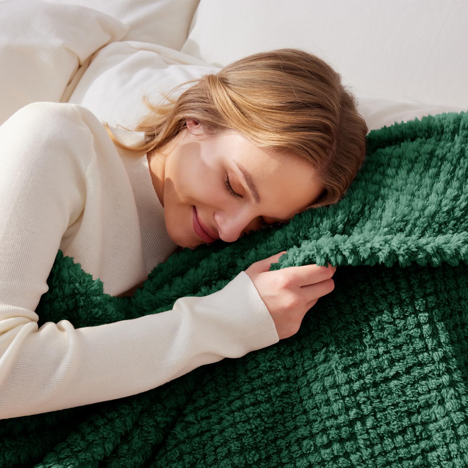 Whale Flotilla Soft Fleece King Size Bed Blanket, Emerald Green