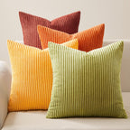 Topfinel Decorative Throw Pillow Covers Cushion Cases, Set of 4 Soft Velvet Modern Double-Sided Designs, Mix and Match for Home Decor, Pillow Inserts Not Included (26x26 inch, Yellow/Orange)