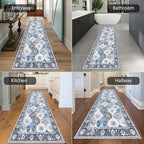 HEBE Hallway Runner Rug 2'8”x8' Washable Vintage Distressed Area Rugs Non Slip Laundry Rug Runner Boho Floor Carpet Runners for Hallways Entryway Laundry Room Kitchen Bathroom