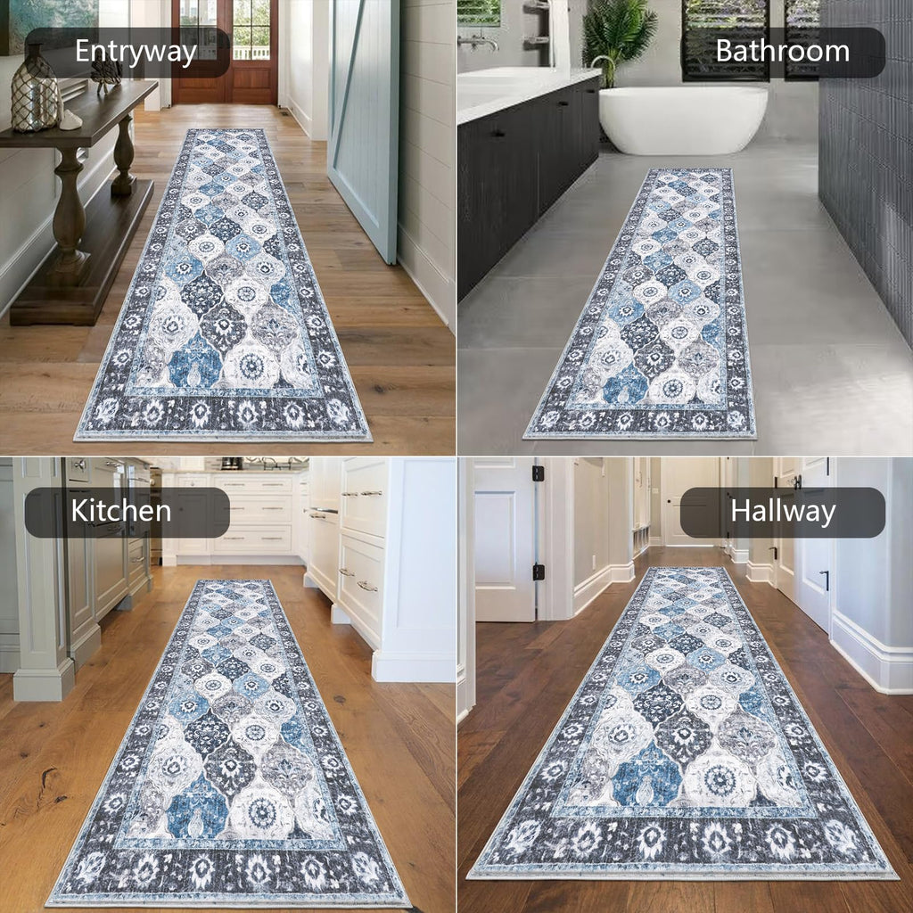 HEBE Hallway Runner Rug 2'8''x8', Washable Non Slip Kitchen Rug Runner
