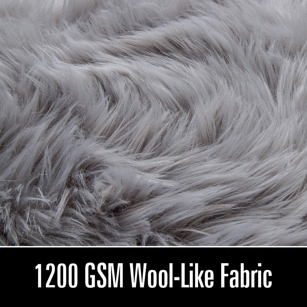 LOCHAS Soft Fluffy Faux Fur Rugs for Bedroom Bedside Rug 2x4 Feet, Grey