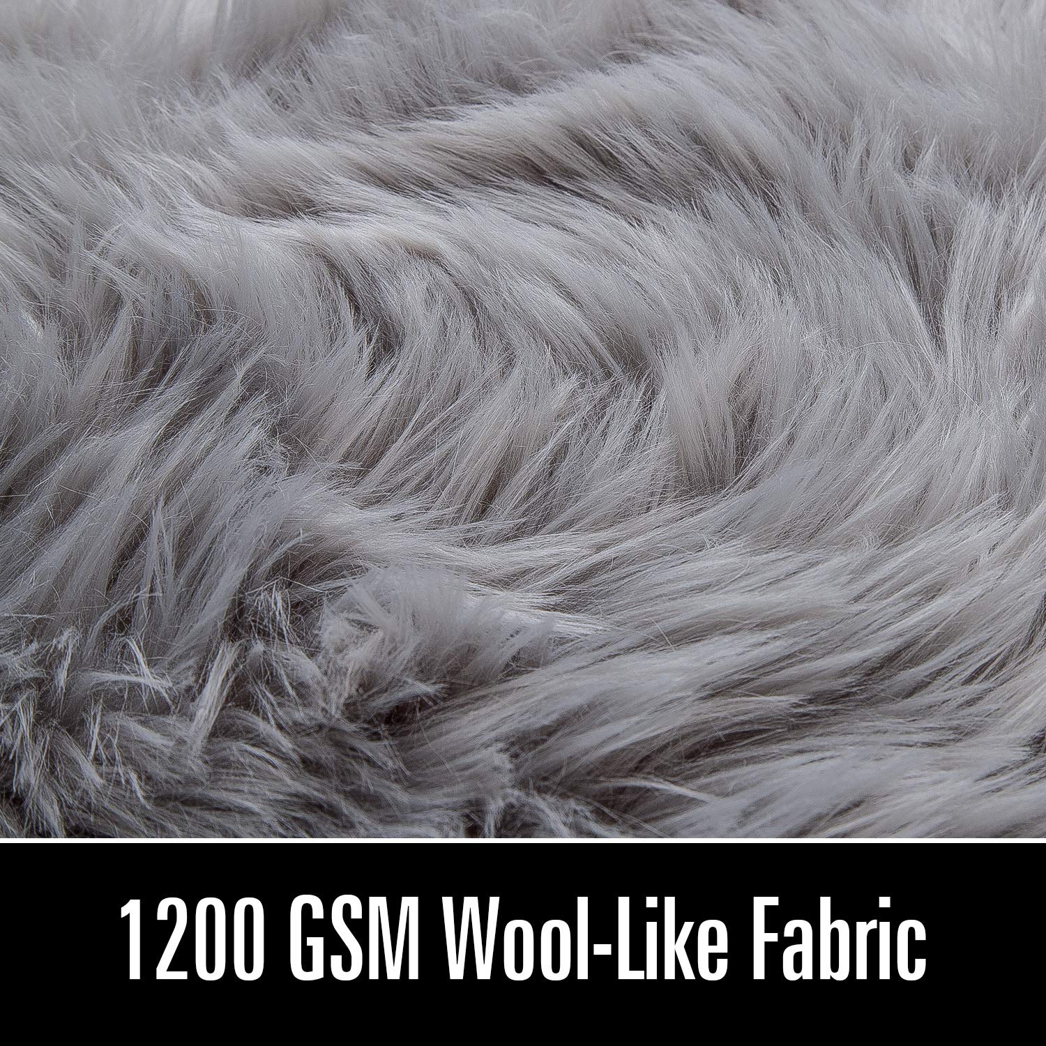 LOCHAS Soft Fluffy Faux Fur Rugs for Bedroom Bedside Rug 2x4 Feet, Grey