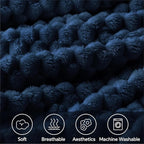BEDELITE Fleece Blanket - 3D Jacquard Decorative Navy Throw Blankets for Couch & Bed, Soft and Cozy Warm Plush Fluffy Blanket All Seasons Suitable, 50x70Inches