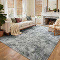 5x8 Ft Large Shag Rugs for Living Room, Tie Dyed Ultra Soft Fluffy Furry Area Rugs for Bedroom Indoor Floor, Aesthetic Carpet for Kids Home Decor (Light Grey)