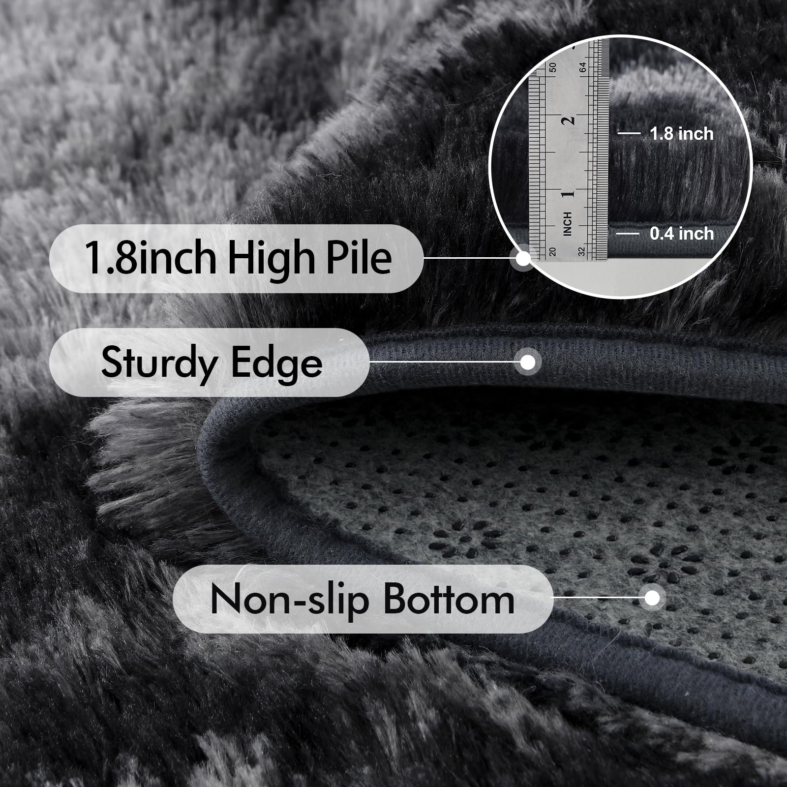 8x10 Ft Extra Large Shag Rugs for Living Room, Tie Dyed Ultra Soft Fluffy Furry Area Rugs for Bedroom Indoor Floor, Aesthetic Carpet for Kids Home Decor (Dark Grey)