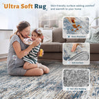 XLUEZ 9x12 Area Rug for Living Room, Washable Modern Abstract Large Area Rug Neutral Soft Non Slip Kids Rug Stain Resistant Indoor Carpet for Bedroom Dining Room Playroom Office(BlueWhite, 9'x12')