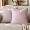 GIGIZAZA Decorative Couch Throw Pillow Cover,Set of 2 18x18 Sweet Lilac Pillow Covers,Square Sofa Velvet Throw Cushions