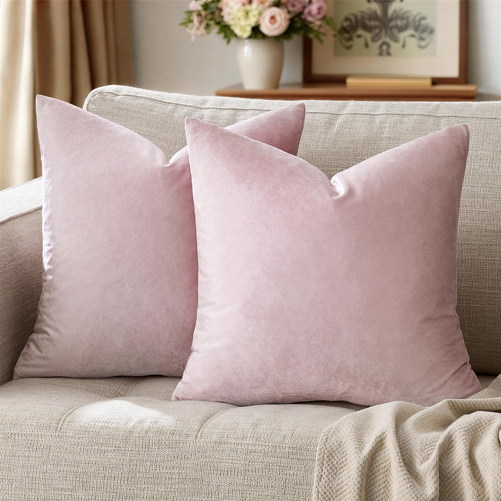 GIGIZAZA Sweet Lilac Velvet Throw Pillow Covers 18x18 Pack of 2