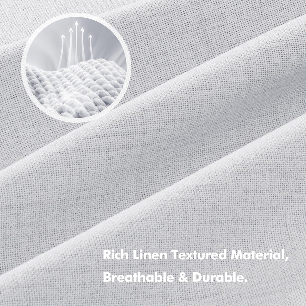MIULEE 100% Blackout Linen Curtains 42 x 63 Inch Grayish White 2 Panels