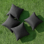 MIULEE Pack of 4 Decorative Outdoor Throw Pillow Covers Linen Waterproof Pillow Covers Farmhouse Cushion Cases for Patio Garden Tent Balcony Couch Sofa 18x18 inch Black