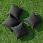 MIULEE Pack of 4 Decorative Outdoor Throw Pillow Covers Linen Waterproof Pillow Covers Summer Farmhouse Cushion Cases for Patio Garden Tent Balcony Couch Sofa 16x16 Inch Black