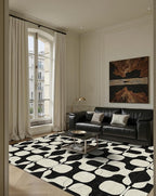 Latte&Fog 5x7 Area Rugs for Living Room Bedroom, Black Vintage Washable Rug, Boho Non Slip Low Pile Carpet for Dining Room, Dorm, Classroom, College Dorm, Farmhouse and Home Office - Black Beige