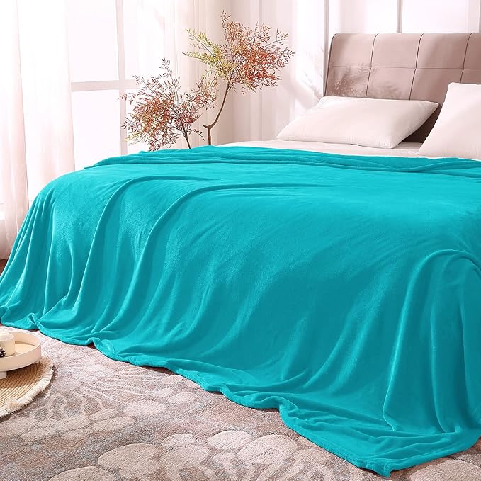BEDELITE Fleece Blanket Soft Plush King Size Bed Blanket Peacock 108"x90"