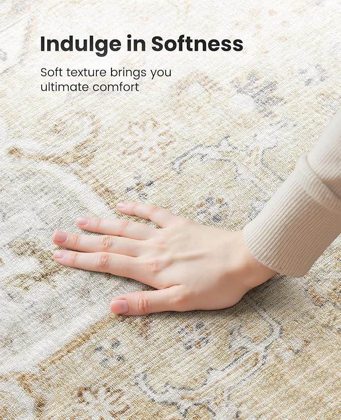 AMADA HOMEFURNISHING 2x3 Washable Area Rug, Low-Profile Entryway Rug with Non-Slip Backing & Durable Edge Binding, Vintage Rug Pattern, Small Rugs for Entryway, Kitchen & Living Room