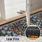 PLHXFR 2x3 Small Entryway Rug: Floral Washable Indoor Carpet Dark Black